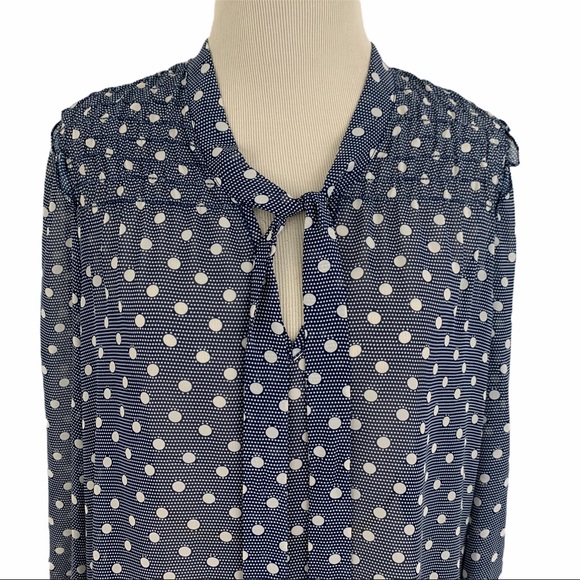 MAX STUDIO | Navy Polka Dot Blouse NWOT - Picture 2 of 12